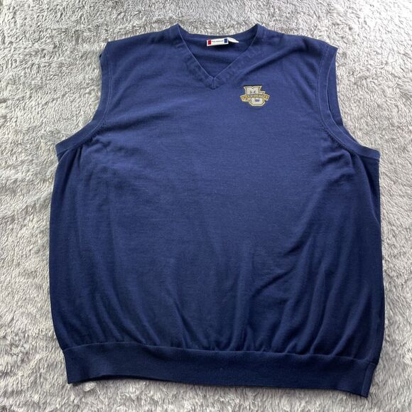 Marquette Golden Eagles Sweater Vest Mens XXXL Blue Yellow White Preppy Casual - Picture 2 of 8